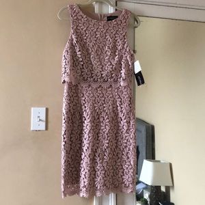 Betsy & Adam pink lace shift dress